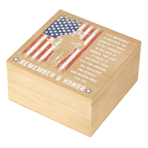 9.25” Fireman Remember and Honor Keepsake Box - IMAGE 1