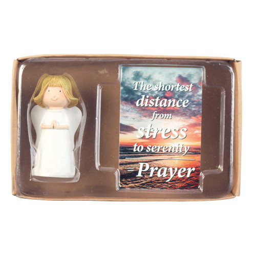 Praying Angel Figurine Gift Box - 5.5" - Brown - IMAGE 1