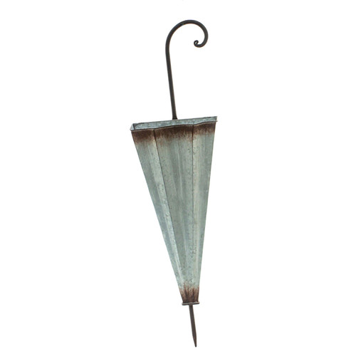 7.25" Silver and Brown Rustic Galvanized Metal Umbrella - IMAGE 1