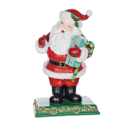 11” Jolly Santa with Present Tabletop Christmas Figurine - IMAGE 1