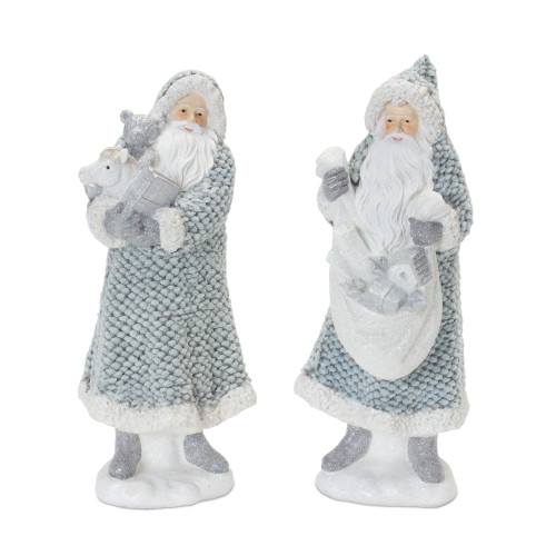 Set of 2 Standing Santa with Sweater Coat Christmas Tabletop Figurines 11.5" - IMAGE 1