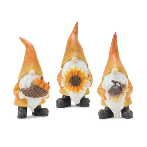 Set of 3 Gnome Fall Harvest Figurines 8" - IMAGE 1