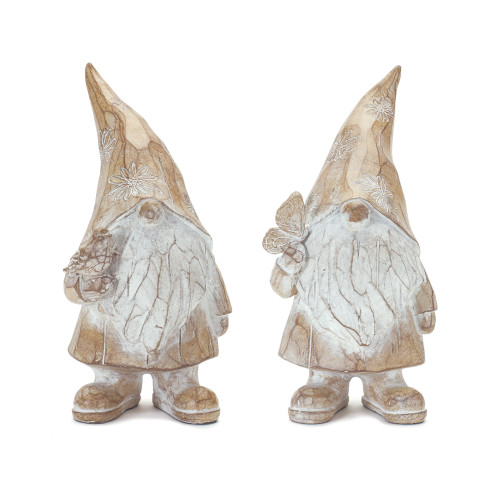 Set of 2 Carved Gnome Christmas Tabletop Figurines 8" - IMAGE 1