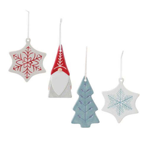 Snowflake Ceramic Christmas Ornaments - 8.5" - Club Pack of 24 - IMAGE 1