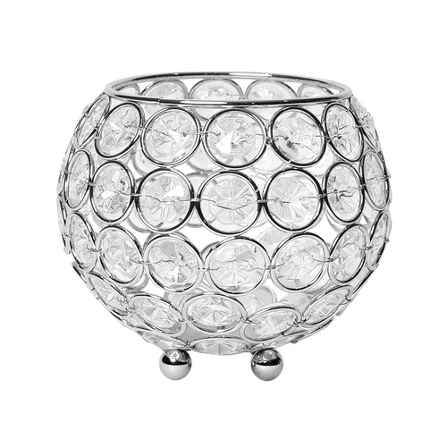 Ellipse Crystal Bowl Candle Holder - 4.75" - Clear - IMAGE 1