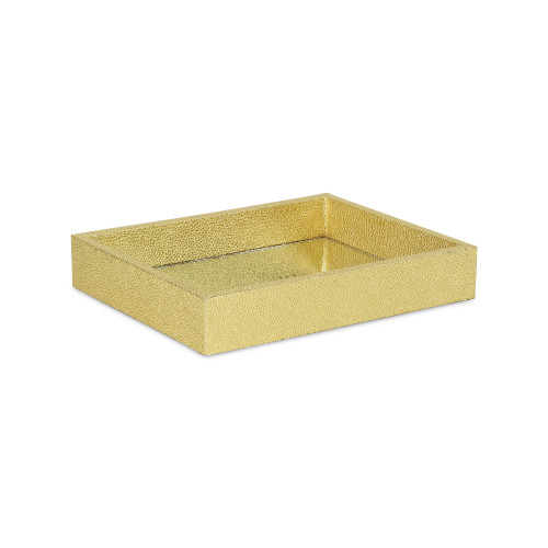 10.25" Gold Rectangular Shagreen Tray with Mirrored Interior - IMAGE 1