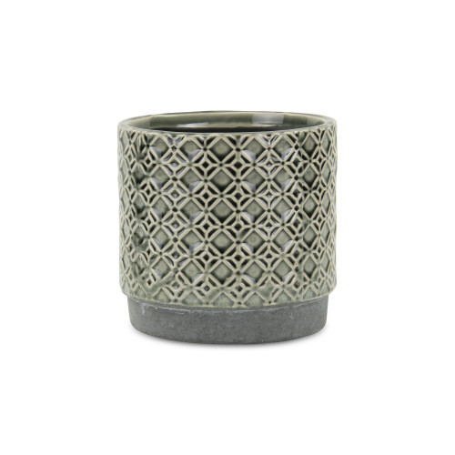 5.5" Small Gray Lattice Outdoor Planter Pot - IMAGE 1