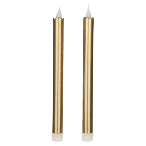 LED Flameless Taper Candles with Remote - 10" - Gold - Set of 2 - IMAGE 1