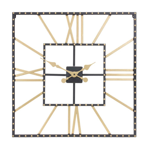 Square Wall Clock - 23.5" - Black and Gold - IMAGE 1