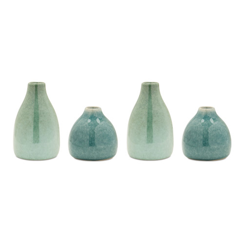 Abstract Ceramic Bud Vases - 5" - Blue and Green - Set of 2 - IMAGE 1