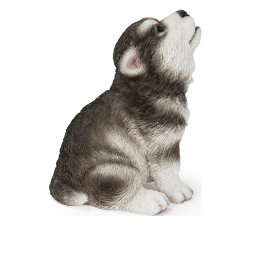 6.5” Howling Alaskan Malamute Puppy Outdoor Garden Statue - IMAGE 1