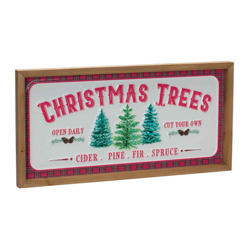 Plaid "Christmas Trees" Wall Signs - 19.75" - Multi-Color - Set of 2 - IMAGE 1