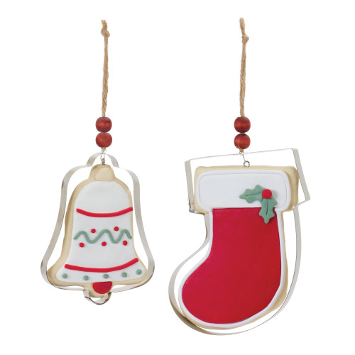 Bell and Stocking Cookie Cutter Christmas Ornaments - 4.5" - Set of 12 - IMAGE 1