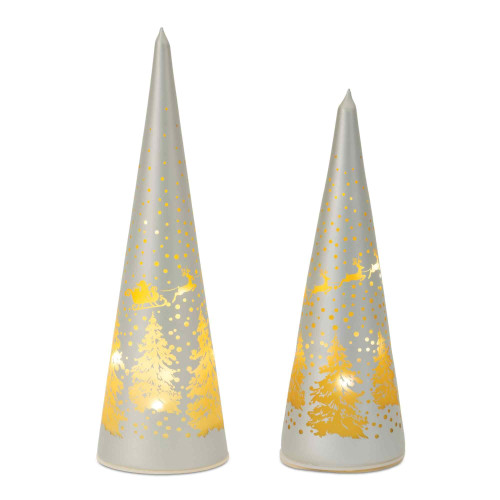 LED Lighted Christmas Tree Tabletop Decorations - 11.5" - Set of 2 - IMAGE 1