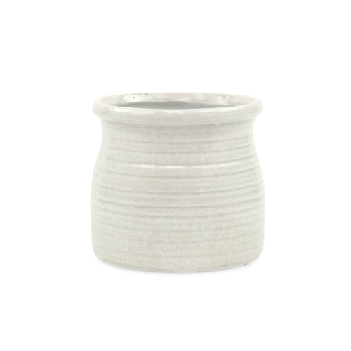 5" White Round Ripple Curved Planter Pot - IMAGE 1