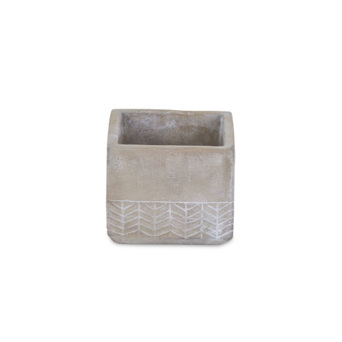 4.5" Gray Handcrafted Square Planter Pot - IMAGE 1