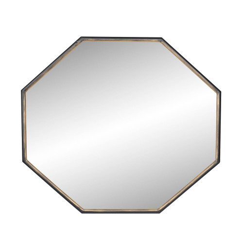 Octagonal Wall Mirror - 32" - Black and Gold - IMAGE 1