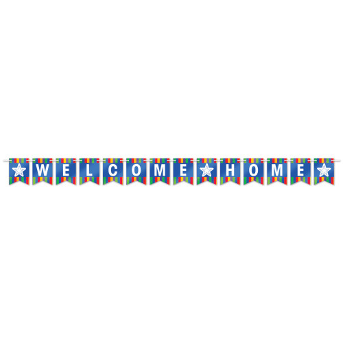 8.5" Blue, White, and Red General Occasion Foil "Welcome Home" Streamer - IMAGE 1