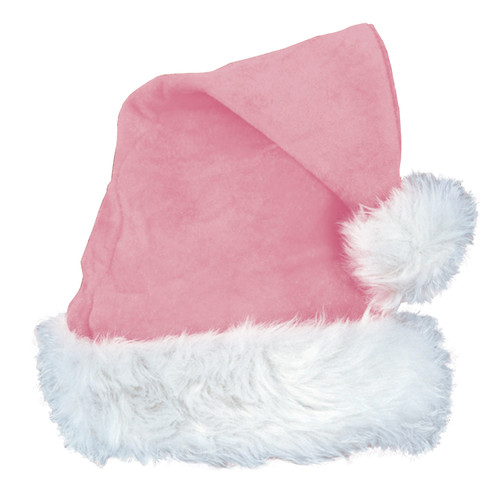 Club Pack of 12 Pink Velvet with Plush White Trim Santa Hats - IMAGE 1