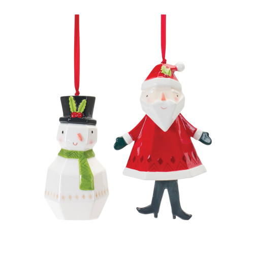Santa and Snowman Christmas Ornaments - 6" - Set of 6 - IMAGE 1