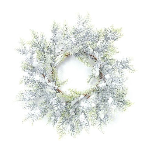 Flocked Cedar Artificial Christmas Wreath, 15-Inch, Unlit - IMAGE 1