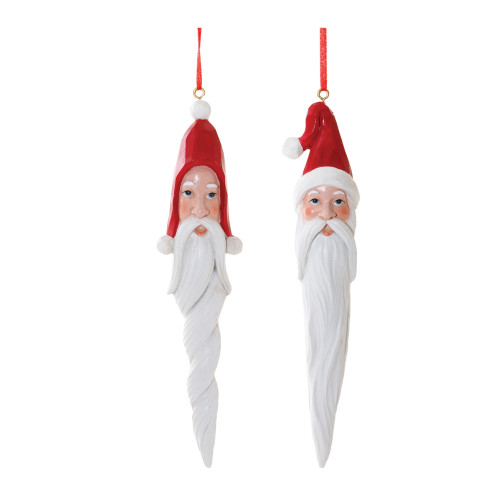 Set of 6 Long Beard Santa Drop Christmas Ornaments 8.25" - IMAGE 1