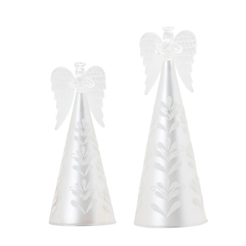 Frosted Glass Angel Christmas Ornaments - 10" - Set of 2 - IMAGE 1