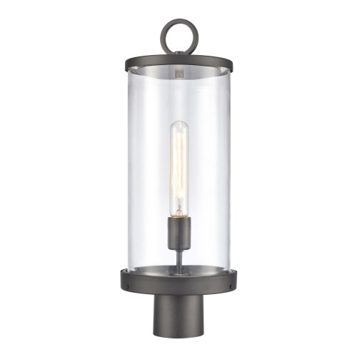 High Cylindrical Outdoor Post Light - 20.75" - Charcoal Black and Clear - IMAGE 1