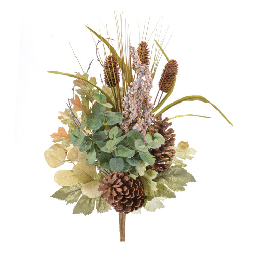 Set of 2 Foliage with Pinecone Artificial Bushes 23" - IMAGE 1
