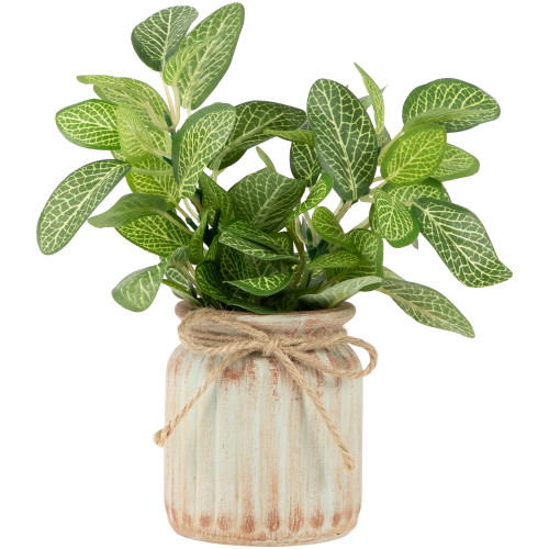 Reticulated Artificial Spring Foliage in Ceramic Pot - 8" - IMAGE 1