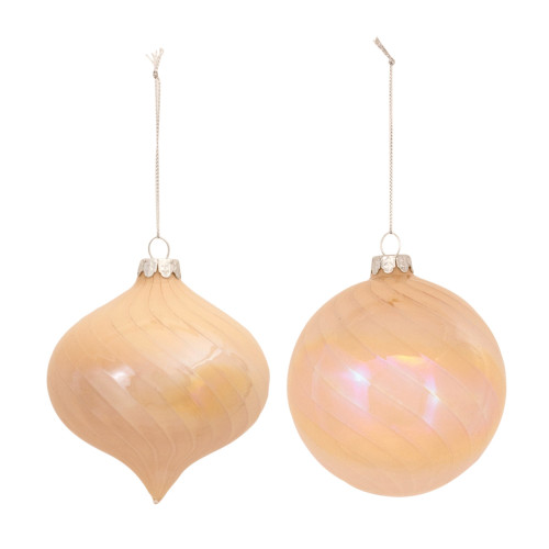 Pearl Finish Glass Christmas Ornaments - 5" (130mm) - Orange - 6ct - IMAGE 1