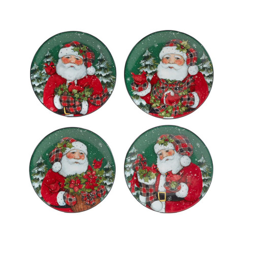 Set of 4 Lodge Santa Round Christmas Dinner Plates 9" - IMAGE 1