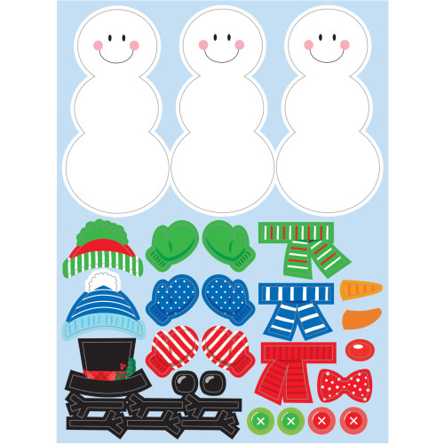 Club Pack of 48 White and Green Build a Snowman Stickers 4.5" - IMAGE 1