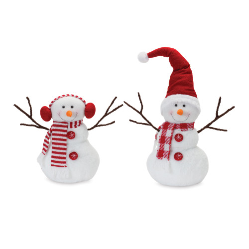 Plush Snowman Christmas Tabletop Decorations - 18" - Red and White - IMAGE 1