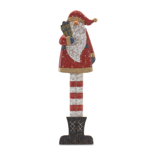30" Tall Wooden Santa with Present Christmas Tabletop Decoration - IMAGE 1