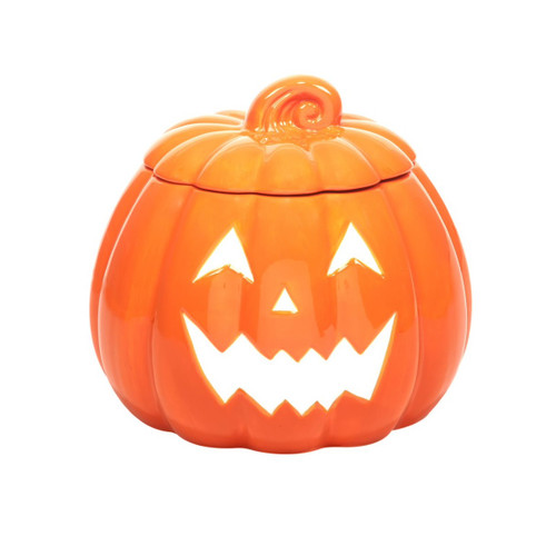 9.25" Orange 3D Jack-O-Lantern Halloween Treat Jar - IMAGE 1