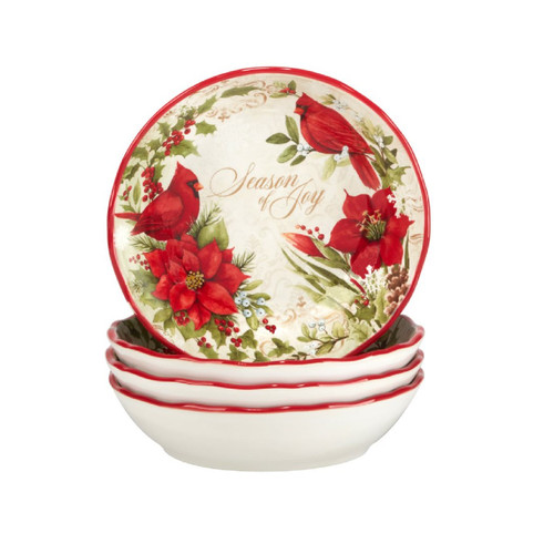 Set of 4 Winter's Medley Season of Joy Christmas Soup Bowls 8" - IMAGE 1