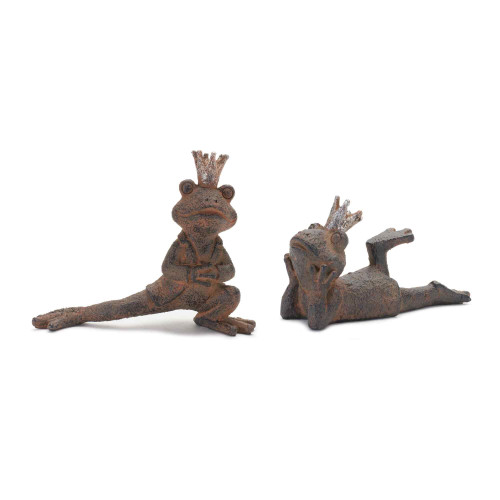 Royal Lounging Frog Outdoor Garden Figurines - 5.5" - Brown - Set of 6 - IMAGE 1