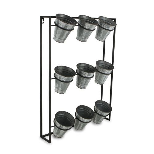 23.5" Black and Gray 3-Tiered Pots Wall Hanging Planter - IMAGE 1