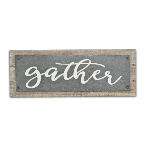 Gray and White Rectangular Gather Wall Art Decor 25.25" x 9.5" - IMAGE 1