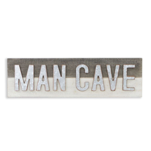 32" Brown and White Man Cave Rectangular Wall Sign - IMAGE 1