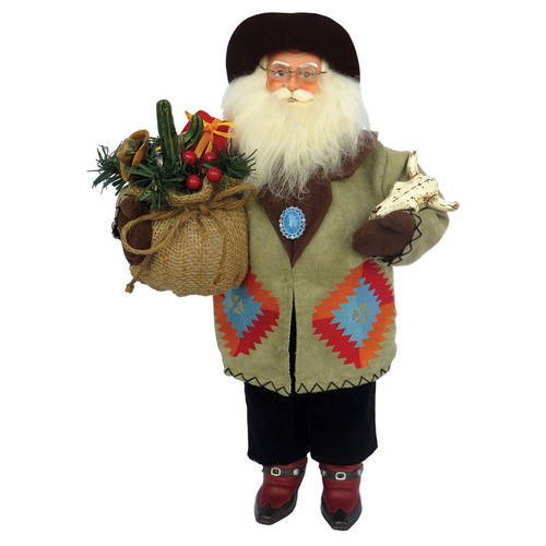 18" Cowboy Santa with Burlap Sack Christmas Figurine - IMAGE 1