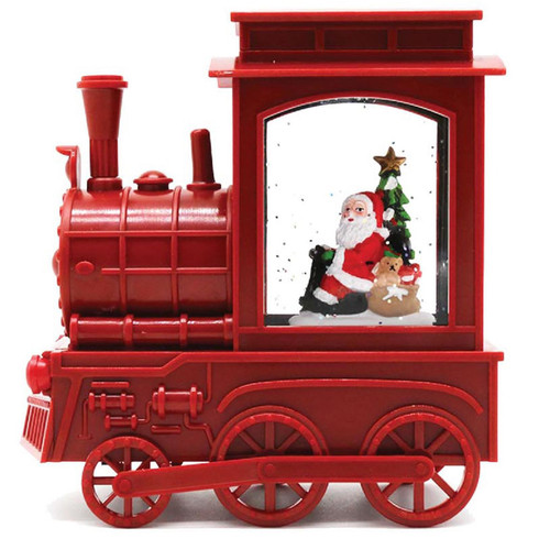 7" Pre-Lit Santa in Train Christmas Glitter Snow Globe - IMAGE 1