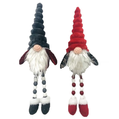 Set of 2 Coiled Hat Christmas Gnome Ornaments 14" - IMAGE 1