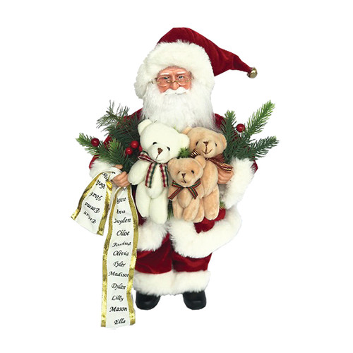 16" Santa Claus with Wish List and Teddy Bears Standing Christmas Figurine - IMAGE 1