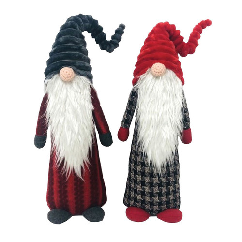 Set of 2 Tall Gnomes Wearing Coiled Hats Christmas Figurine 18" - IMAGE 1
