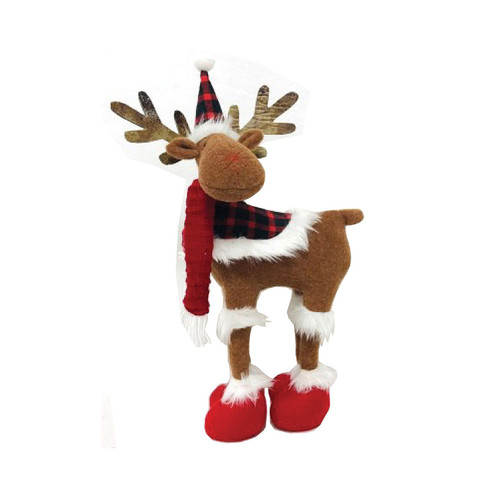 16" Classic Moose with Scarf and Booties Christmas Plush Figurine - IMAGE 1