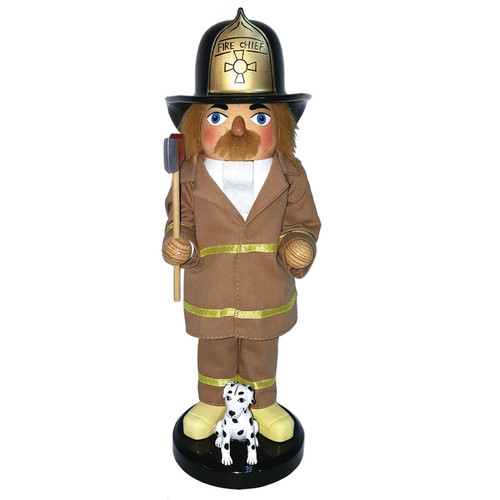 14" Fireman with Ax and Dalmatian Christmas Nutcracker - IMAGE 1