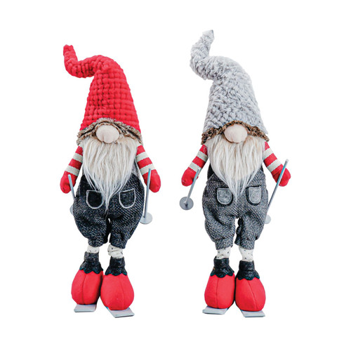 Set of 2 Skiing Gnomes Christmas Figurines 24" - IMAGE 1