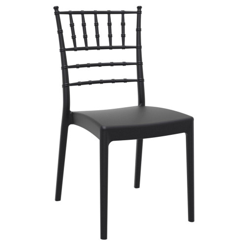36" Black Stackable Outdoor Patio Armless Dining Chair - IMAGE 1